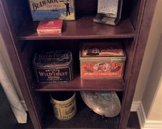 More tins; small bookshelf