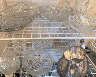 Pressed and cut glass items