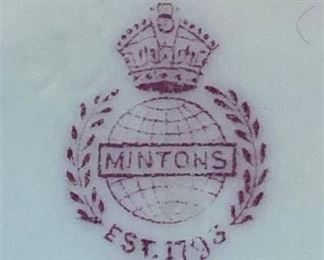 Mintons china from England (What is the difference between Minton and Mintons?
Mintons had the usual Staffordshire variety of company and trading names over the years, and the products of all periods are generally referred to as either "Minton", as in "Minton china", or "Mintons", the mark used on many. Mintons Ltd was the company name from 1879 onwards.