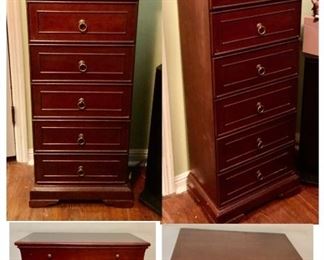 PRE-SALE Awesome Lingerie Chest seven drawer I think matches dark wood single nightstand is 12 inches deep by 20 inches wide by 51 inches tall $200 Matching Single Nightstand is 16 inches deep 24 inches wide and 30 inches tall. $75 Both for $250