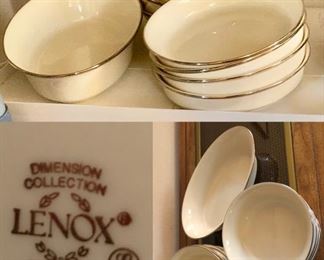 *10 Pieces of LENOX SOLITAIRE FINE CHINA, Still Produced, 1 Oval Vegetable Bowl, 5 Salad Bowls, 4 Soup Bowls 