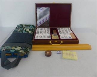 Yellow Mountain Imports Quality Crafted Chinese Mahjong Set in Wooden Case