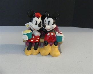 Vintage 1970s Disney Mickey & Minnie Mouse "At the Movies" Ceramic Figurine