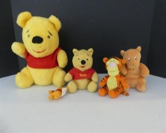 Vintage 1980s-1990s Winnie the Pooh & Tigger Too Plushes - 5 in All