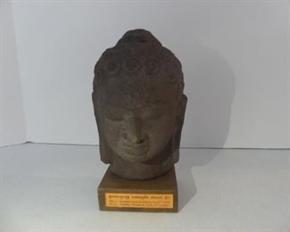 Vintage Cambodian Replica of a 6th Century Phnom da Buddah Head Statue