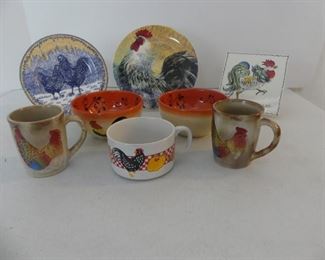 Rooster Themed Ceramics - 8 Pieces in All