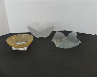3 Glass Bowls of Unusual Design
