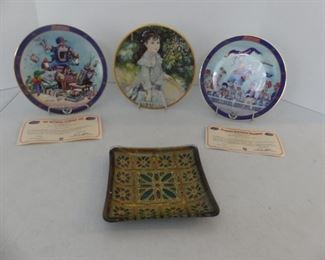 Collector Plates and Stunningly Decorated Nut/Candy Dish