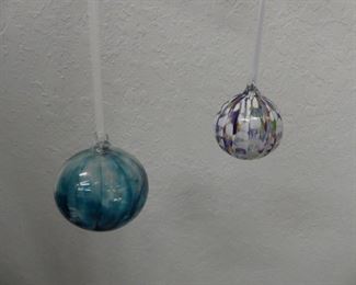 Medium & Small Hand Painted Textured Glass Witch Ball Ornaments