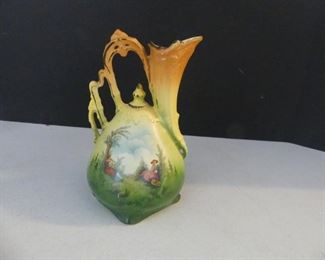 Vintage Hand Painted Porcelain Pitcher Stamped "Made in Czecho-Slovakia"