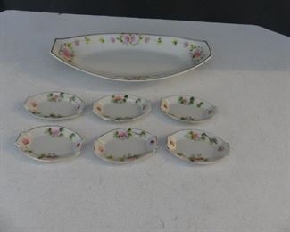 Vintage Made in Japan Hand Painted Porcelain 7-Piece Sushi Set