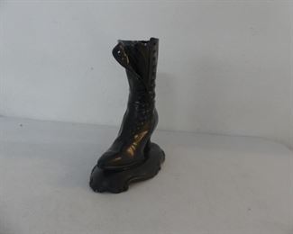 Vintage Atlantic Mold Black Victorian Boot Planter/Vase - 10½" Tall