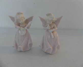Vintage 1960s Lenwile-Ardalt Pair of Pink Angel Figurines #7800