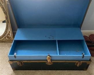 fabulous antique trunk with brass trim. In fantastic condition!