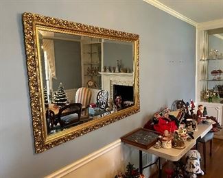 large beveled glass mirror in gold frame