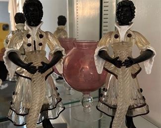 Vintage pair Venini Murano art glass blackamoor figurines!