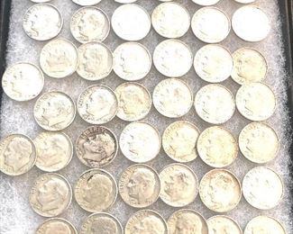 50 1964  Roosevelt silver dimes 90% silver 