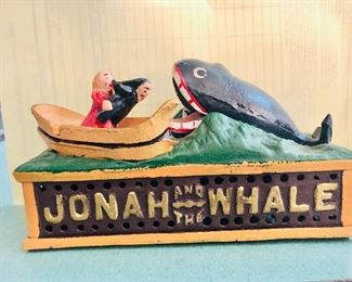 Jonah and the Whale cast iron bank ( no stopper)