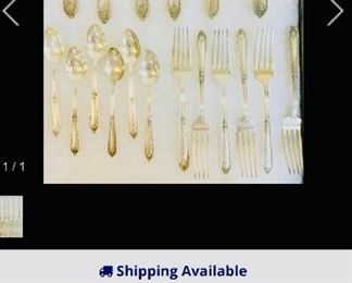 18 pieces set of 6 Sterling Silver Knives / 6 Dinner Forks (342 grams) and 6 Sterling Silver teaspoons 153.2 grams 