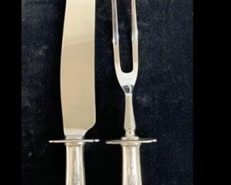 Sterling Silver Handle Meat and Fork carving set 