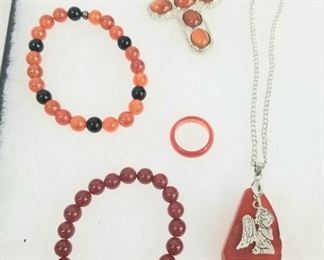 Sterling silver and Carnelian lot 