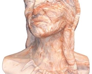 Comanche Pottery American Indian Warrior Bust
