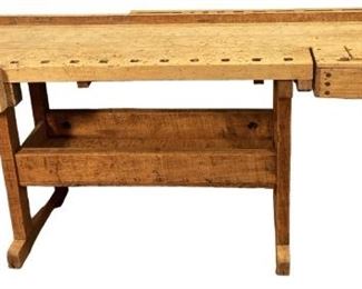 Incredible Antique Industrial Work Bench
