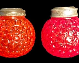 Pigeon Blood Red Periwinkle Salt & Pepper Shakers CONSOLIDATED GLASS
