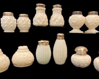 EAPG White Milk Glass Shakers CHALLINOR TAYLOR
