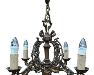 MOE BRIDGES 1920's Art Deco Wrought Iron Chandelier

