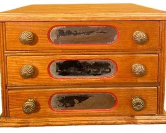 Victorian Three Drawer Counter Top Spool Cabinet
