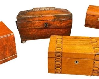 Four 19th C. English Tea Caddies
