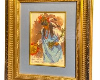 MIKE DESATNICK Signed "RAIN DANCER" Oil on Board
