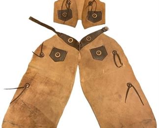 YELLOWSTONE Vintage Child's Leather Cowboy Vest & Chaps
