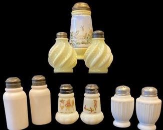 FOSTORIA & EAPG Satin Glass Swirl Shakers
