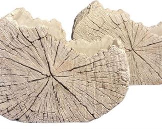 Pair Faux Bois Garden Planters
