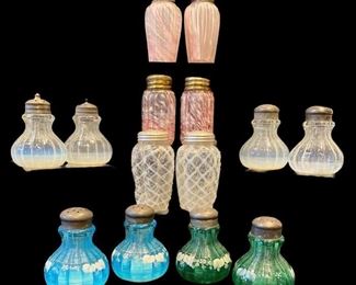 EAPG Swirl, Ribbed Art Glass Shakers
