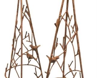 YELLOWSTONE Pair of Wrought Iron Bird Garden Statues
