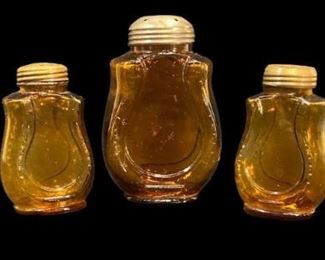 MUFFINEER Amber Glass Horseshoe Condiment Set
