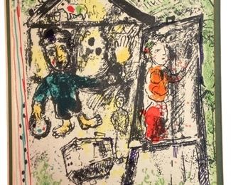 Signed & Numbered CHAGALL "Man in House" Lithograph
