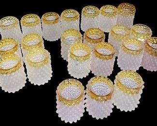 Large Collection HOBBS FRANCES WARE Hobnail Amber Toothpick Holders
