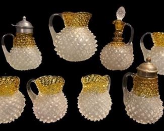 Collection Assorted HOBBS FRANCES WARE Hobnail Amber Pitchers
