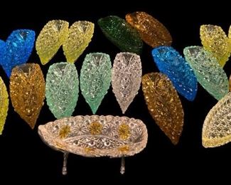 Assorted Miniature FENTON Uranium Daisy and Button Canoes and Ashtrays
