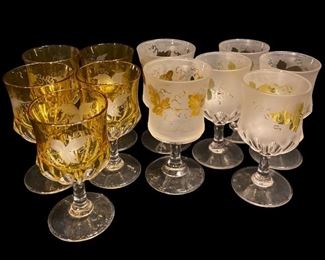 EAPG DUNCAN & SONS Zipper Slash Amber Etched Water Goblets
