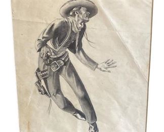 Illustration Artist Arthur Rossman Pencil Sketch of Cowboy
