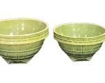 Vintage MCCOY Nested Set of Green Glaze Window Pane Pattern Mixing Bowls

