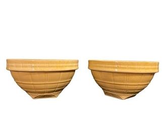 Two Large Vintage MCCOY Yellow Ware Window Pane Mixing Bowls
