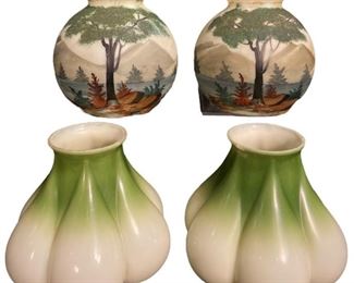 Art Nouveau Hand Painted and Custard Glass Lamp Shades
