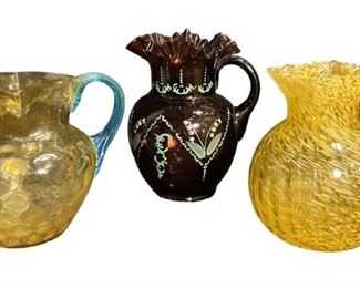 Three Victorian Glass Pitchers FENTON, EAPG
