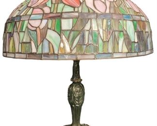 C. 1900s Stained Glass Tulip Lamp
